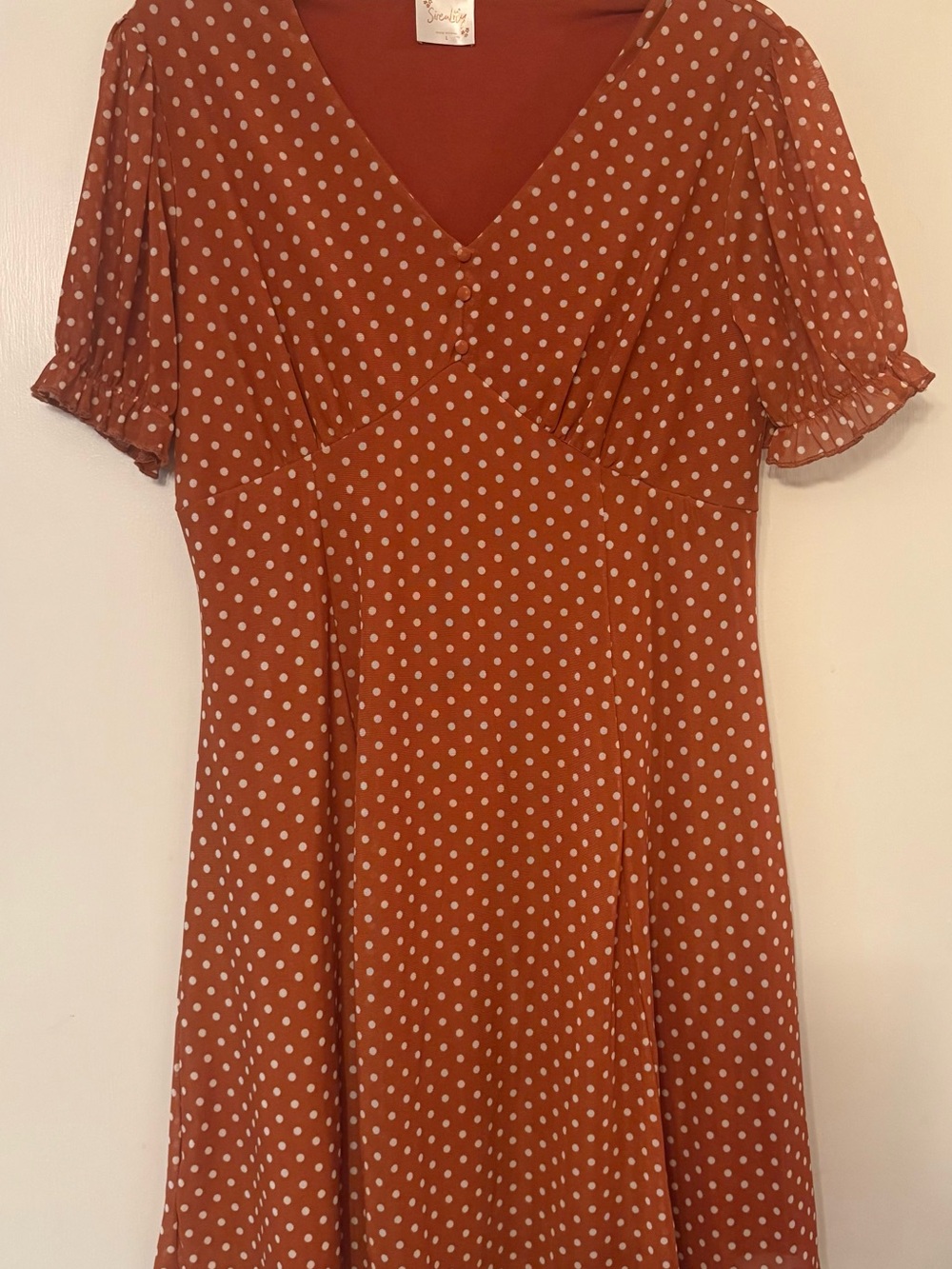 Siren Lily Rust Polka Dot V-Neck Midi Dress